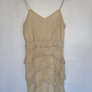 NWT Endless Rose Polka Dot Ruffle Strap V-Neck Ivory Mini Dress size Small NEW